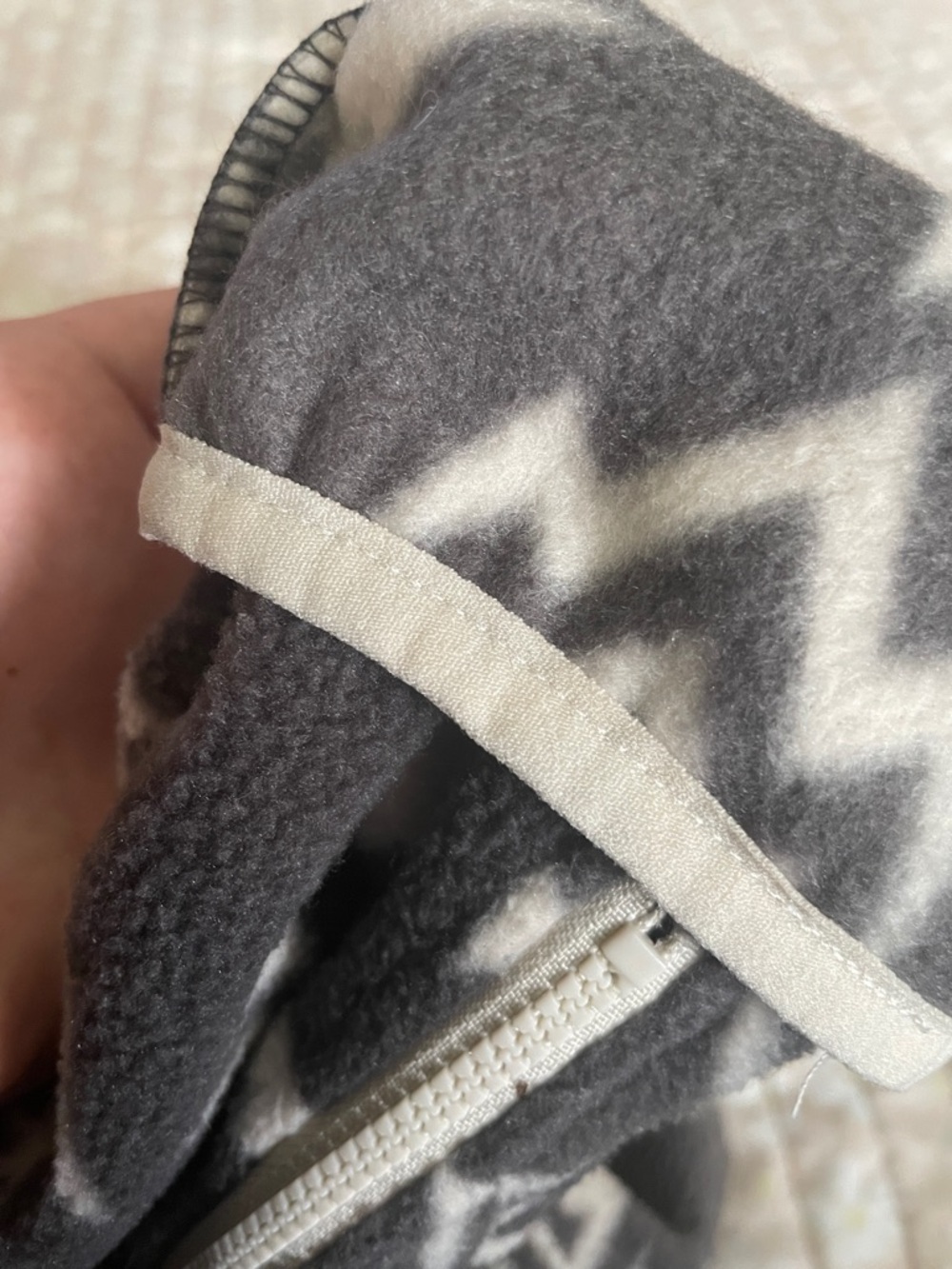 Columbia Gray & Cream Hooded Fleece One-Piece Bunting EUC - Picture 5 of 5